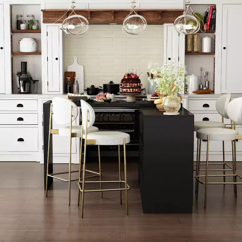 Smart Rotatable/Extendable Buffet Sideboard with 6 Drawers, Extended Countertop, Non-slip Mat, Rotating Dining Table, Kitchen Island Pantry