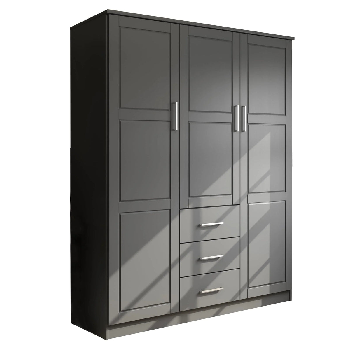 Palace Imports Cosmo 3-türiger Kleiderschrank aus 100 % Massivholz mit Türen aus Massivholz oder Spiegelglas