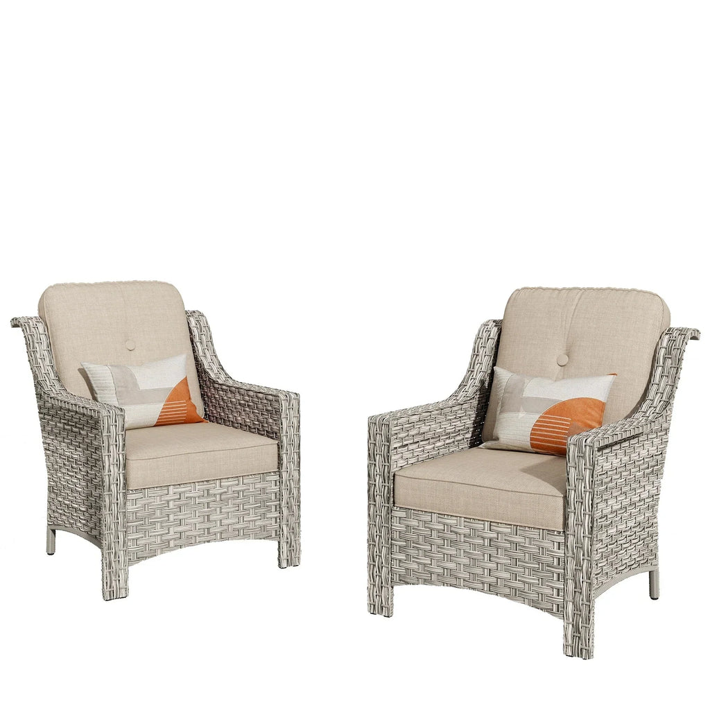 HOOOWOOO 2-delige tuinset met stoelen met hoge rugleuning van vlechtwerk en rotan