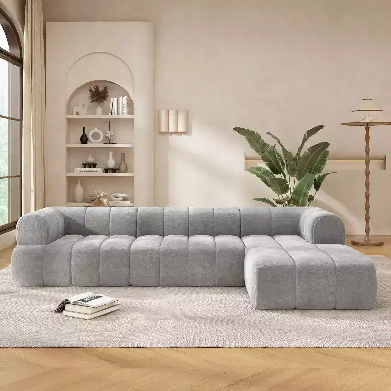 Sofá seccional moderno en forma de L Christopher Knight Home Keri 122, con espuma de alta densidad y respaldo bajo