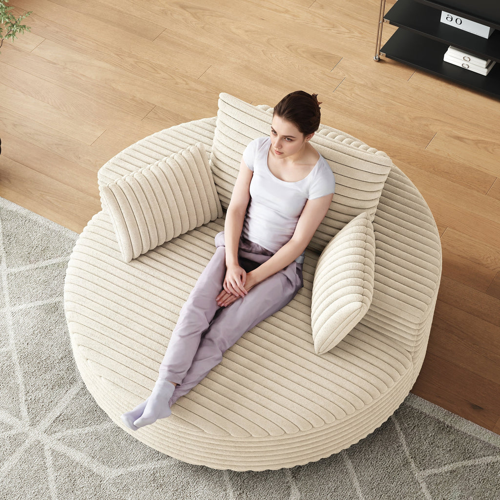 Einzelner Drehstuhl aus Cord-Chenille-Schaumstoff
