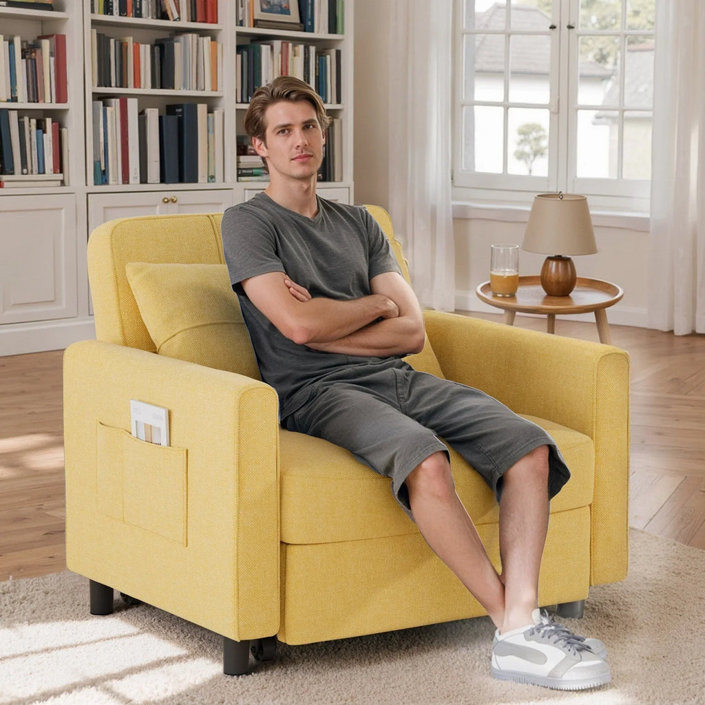 3-in-1-Schlafsofa mit verstellbarer Rückenlehne, ausziehbarer Sessel, umwandelbares Klappbett fürs Wohnzimmer