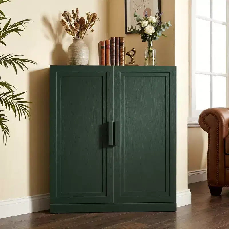 Mobile angolare Dovelina con ripiani regolabili, credenza, mobile portabottiglie e mobile da cucina e sala da pranzo con ante in legno - 31H x 31W, 36H x 31W