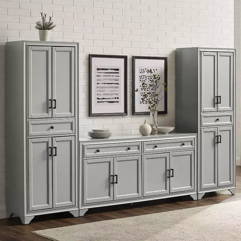 Ensemble 3 pièces Tara de buffet et meuble garde-manger finition vieillie - Crosley