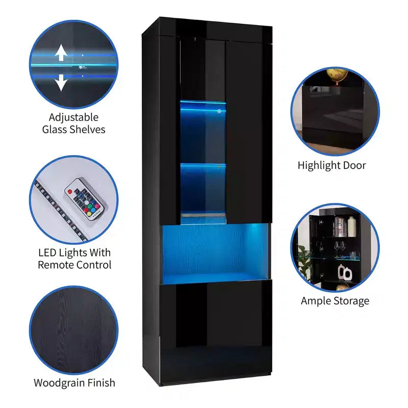 AMERLIFE Modern Highgloss Fireplace Entertainment Center Set