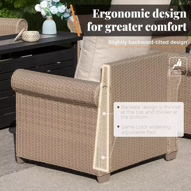 Captiva Designs 6 részes luxus fonott teraszos beszélgetőgarnitúra ívelt karfákkal és párnákkal