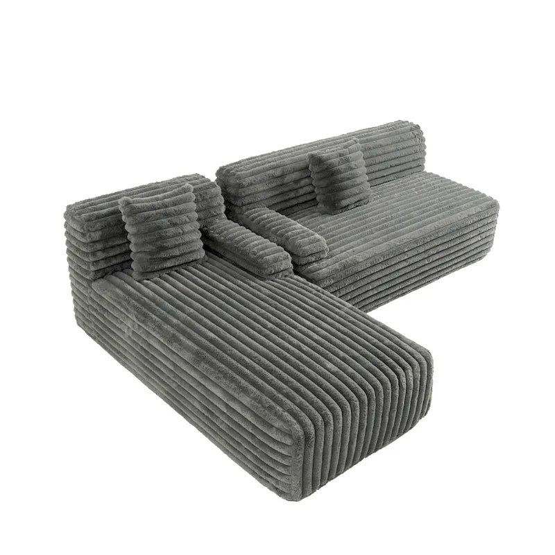 Divano componibile Cloud, divano moderno imbottito con 2 cuscini decorativi, divano componibile combinabile liberamente, divano componibile a L