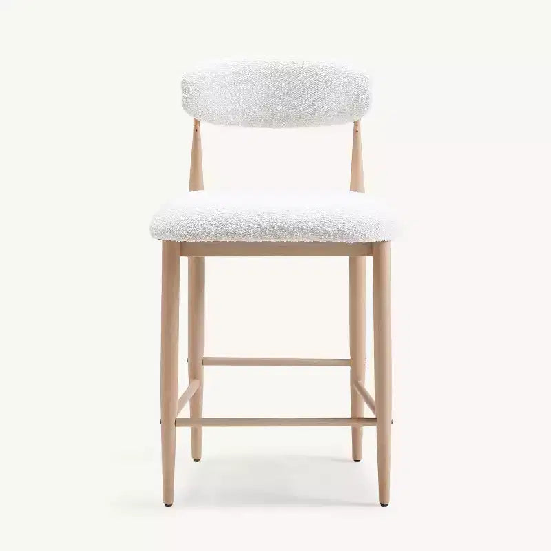 Boucle Dining Armless Barstools Set of 4,with Wood Grain Metal Legs for Kitchen, Living Room, Restaurant, Cafe - Morden Fort