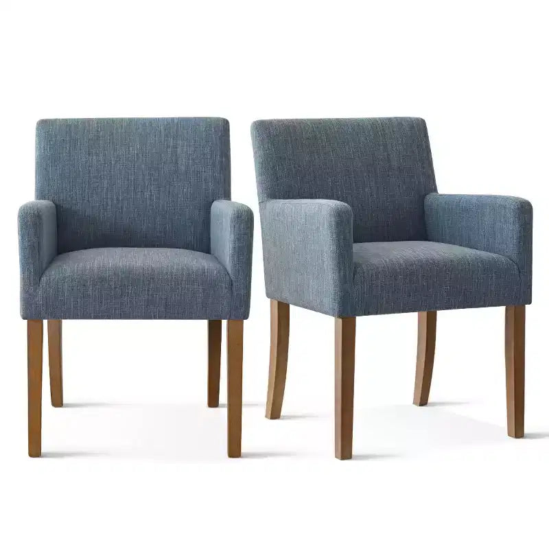 Set of 6 Upholstered Dining Chairs with Arms, Modern Linen Armchairs with Wooden Legs, Accent Chairs for Dining Room, Living Room - Panipeachy