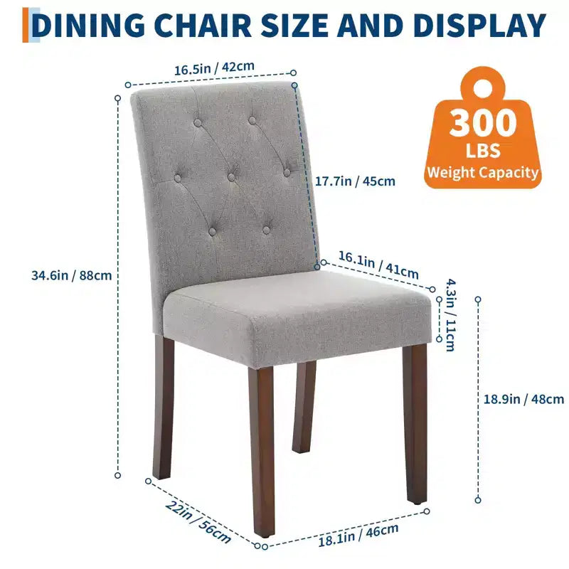 Juego de 6/4 sillas de comedor Parsons con capitonado de botones, sillas de cocina de tela tapizada con patas de madera y asientos acolchados, muebles para salón y cocina