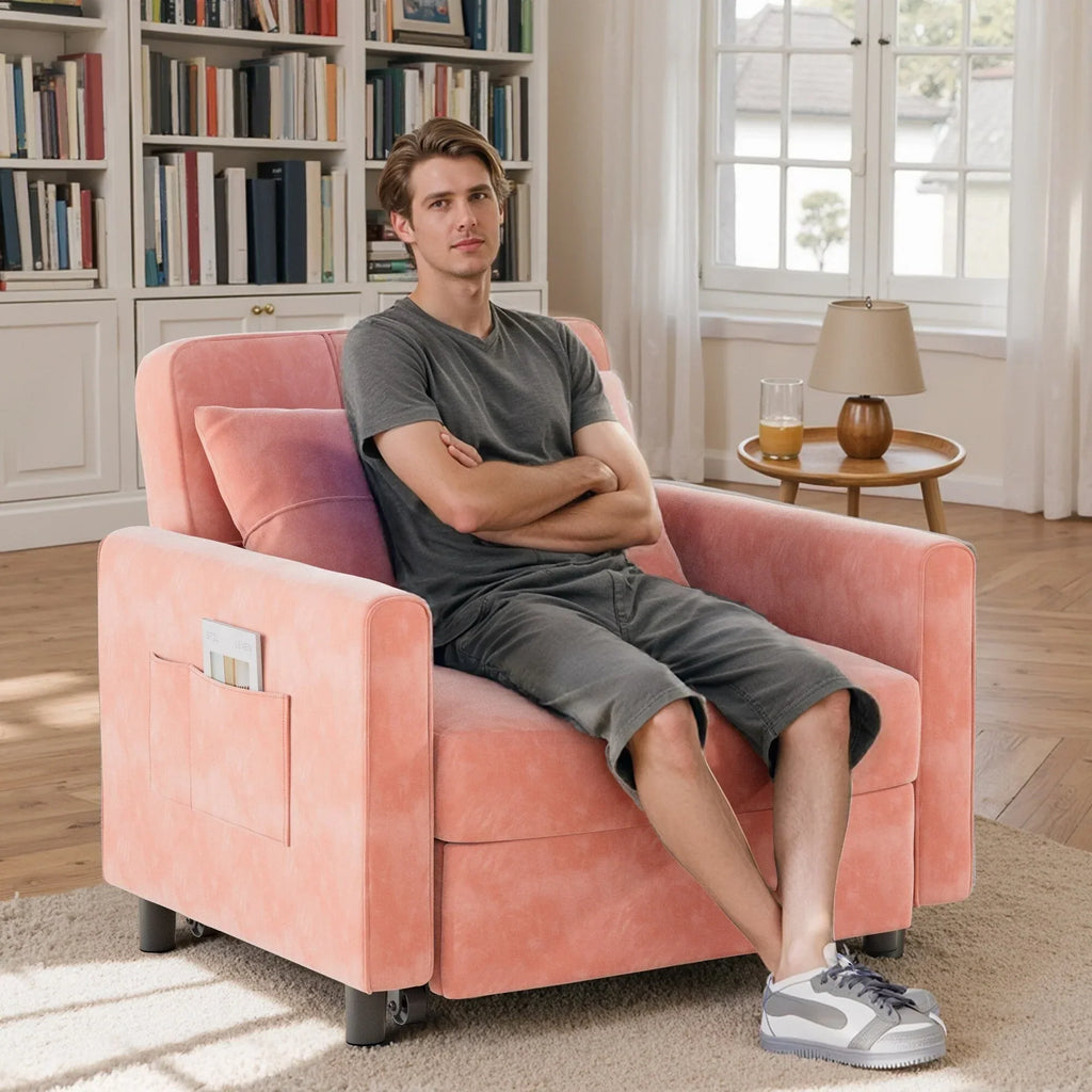 3-in-1-Schlafsofa mit verstellbarer Rückenlehne, ausziehbarer Sessel, umwandelbares Klappbett fürs Wohnzimmer
