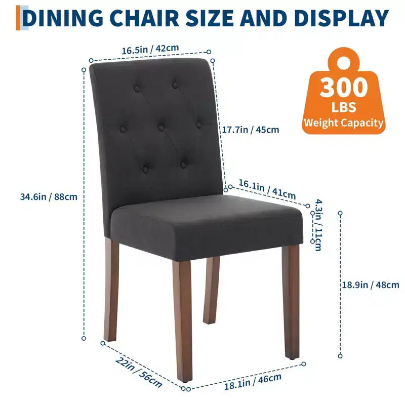 Juego de 6/4 sillas de comedor Parsons con capitonado de botones, sillas de cocina de tela tapizada con patas de madera y asientos acolchados, muebles para salón y cocina
