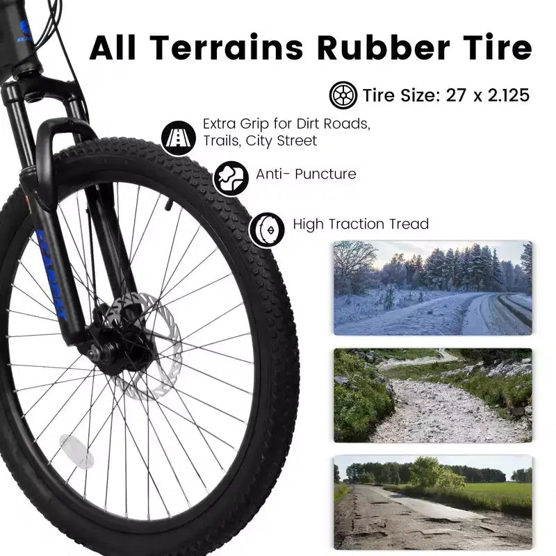 Okak Mountainbike 27,5 Zoll mit vorderen und hinteren Doppelstoßdämpfern, Dirtbike mit 21 Gängen und mechanischen Scheibenbremsen, Erwachsenenfahrrad für Männer und Frauen