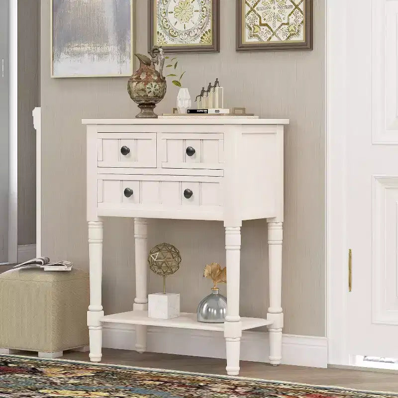 23.7in Narrow Console Table with 3 Drawers and Shelf, Sofa Table for Small Space Entryway or Living Room