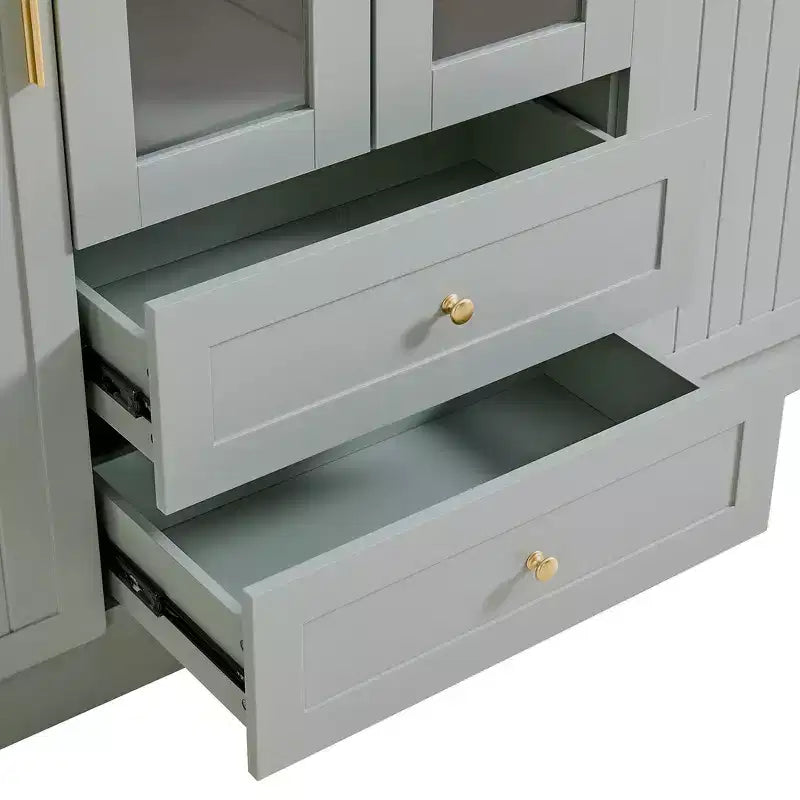 Dispensa da cucina indipendente Whisen alta 71'', grande mobile contenitore per sala da pranzo con credenza e buffet a 6 ante, ripiani regolabili