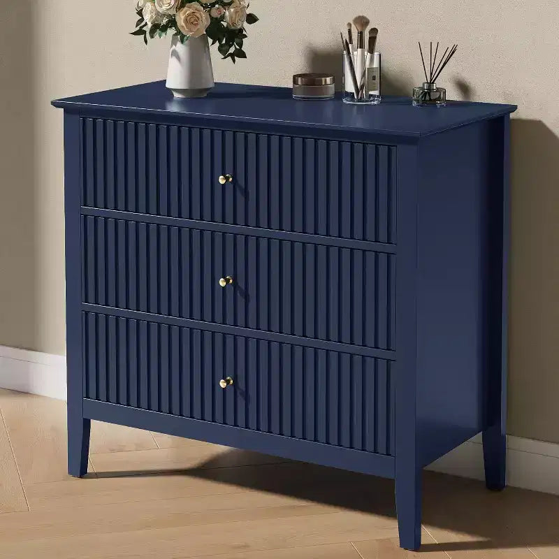 Heynemo 3 Drawer Dresser, Painted 30 Inch Tall Wood Nightstand with Storage, Wide Modern Chest of Drawers with Ball Bearing Slide