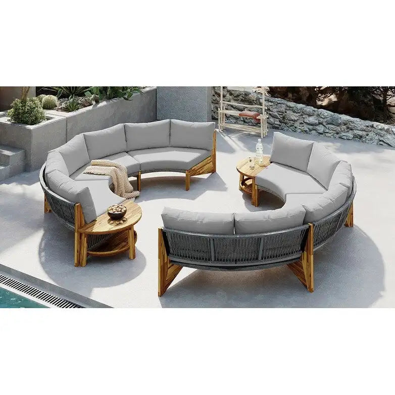 Ensemble de salon extérieur pour 6 personnes avec coussins et 1 table basse