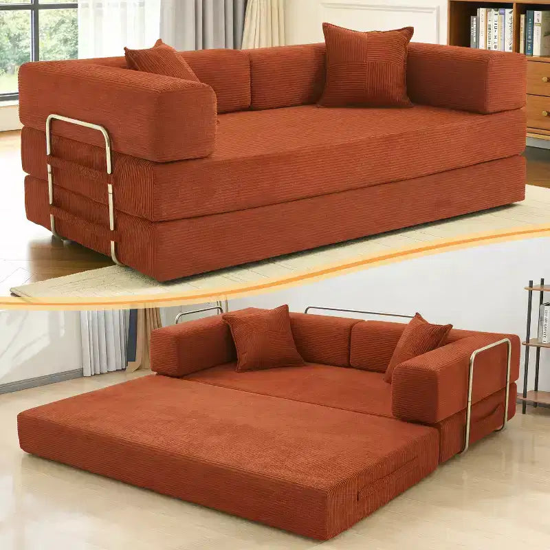Dyonery 78 klappbares Schlafsofa, Cordbezug, Schlafcouch in King-Size-Größe für den Boden, 4-in-1-DIY-Kombination, modulares Sofa zum Ausklappen, bequem