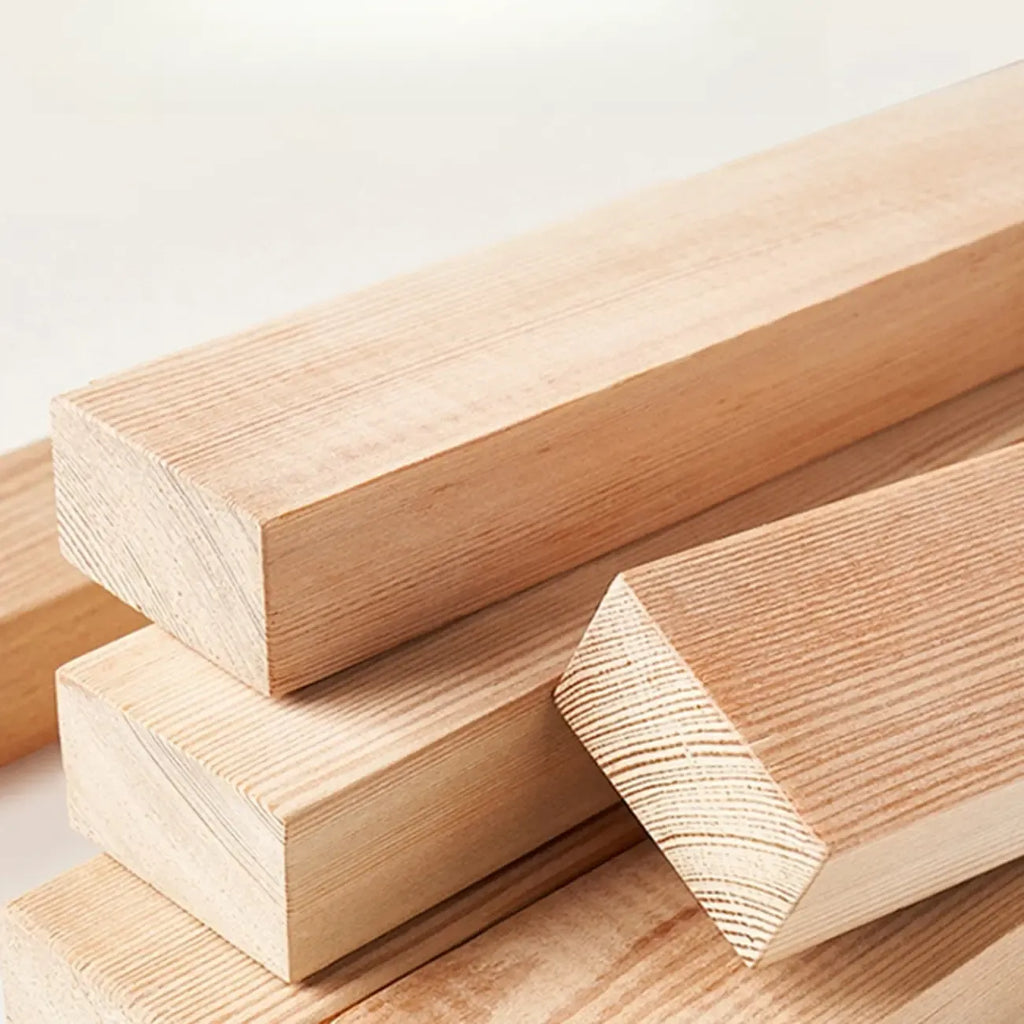 Bibliothèque verticale en bois en forme de L, finition naturelle, dos ouvert