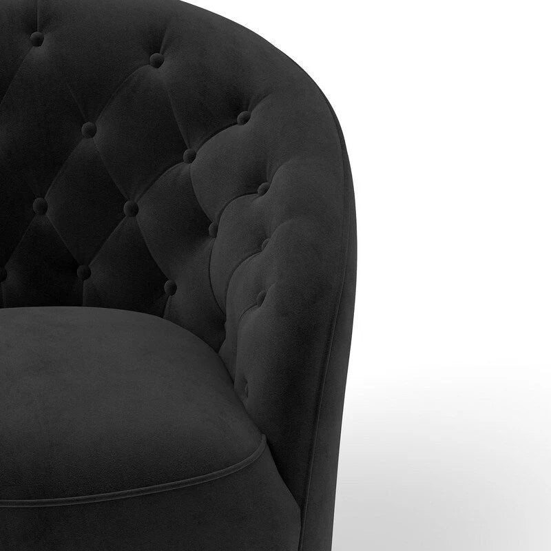 SEYNAR Moderni sametilla verhoiltu 360 astetta kääntyvä tynnyrituoli, napitettu selkänoja, 2 kappaleen setti