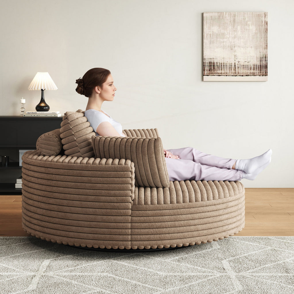 Einzelner Drehstuhl aus Cord-Chenille-Schaumstoff