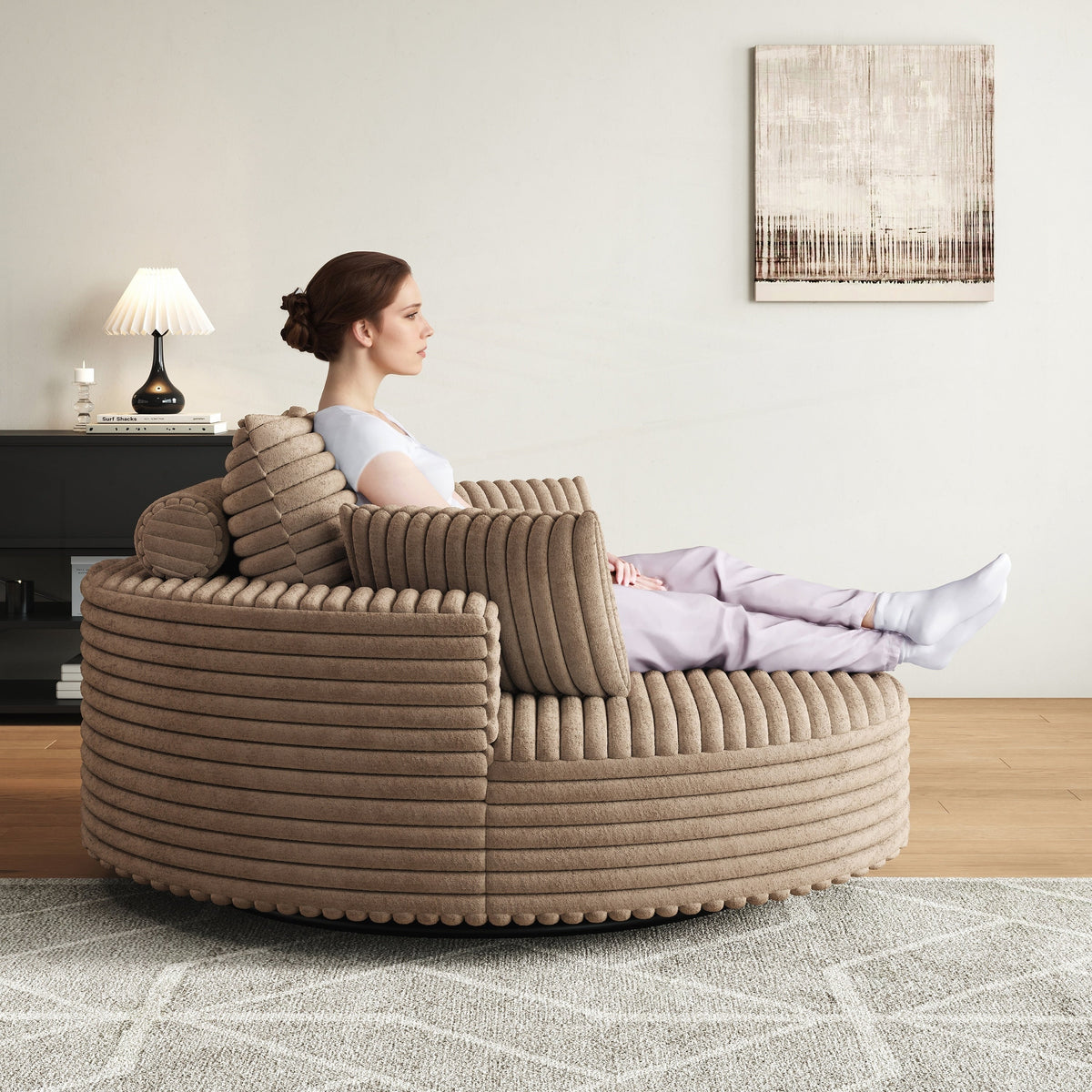 Einzelner Drehstuhl aus Cord-Chenille-Schaumstoff