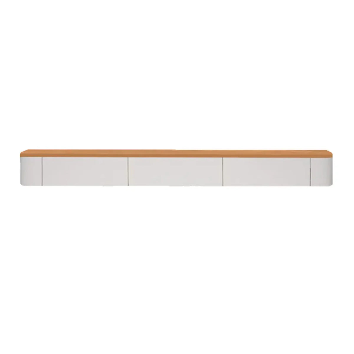 Meuble TV suspendu contemporain, long et blanc, en bois, avec tiroirs