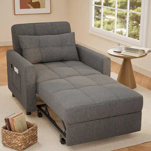 Sillón cama extraíble 3 en 1, sofá cama convertible, ajustable, plegable y tapizado
