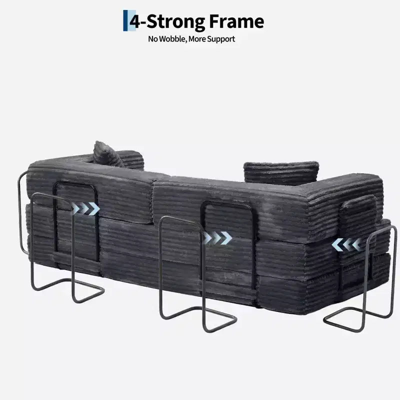 Sofá cama convertible 5 en 1 de 80,7, de pana, soporta 1200 lb, sin ensamblaje