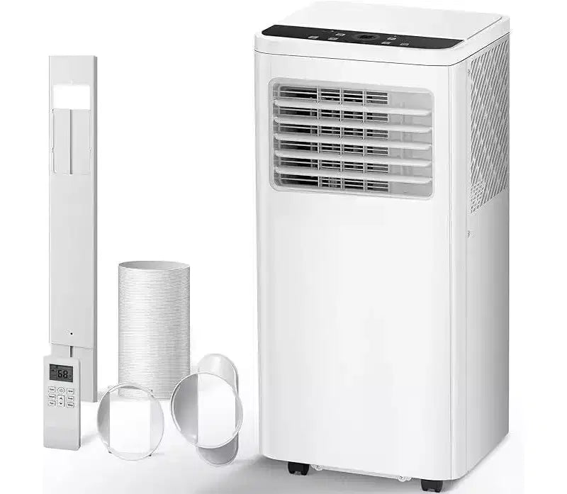 8,000 BTU Portable AC, 3-in-1 Unit with 4 Modes, Timer, LED Display, Remote & Install Kit, for Bedroom/Living Room/Office, White.