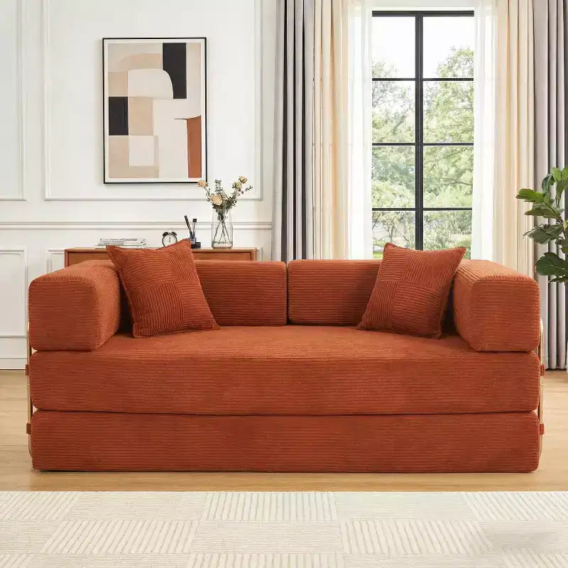 Dyonery 78 klappbares Schlafsofa, Cordbezug, Schlafcouch in King-Size-Größe für den Boden, 4-in-1-DIY-Kombination, modulares Sofa zum Ausklappen, bequem