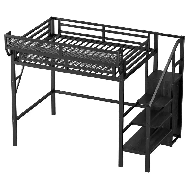 Okak hoogslaper van 239 cm voor een eenpersoonsbed met kledingkast, eenpersoonsbed met opbergplanken en mand, bedframes voor slaapkamer en studentenhuis