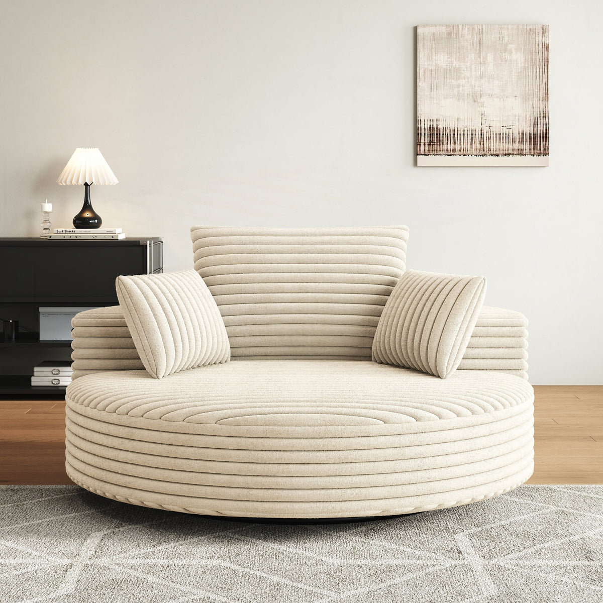 Silla individual giratoria de espuma y chenilla de pana