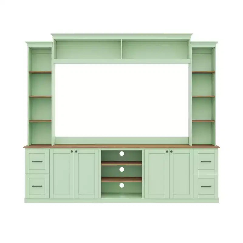 ModernLuxe 4-in-1 Farmhouse Entertainment Center Wall Unit, Fits TVs Up to 70, TV Stand Media Console w/ Adjustable Shelves & Drawers