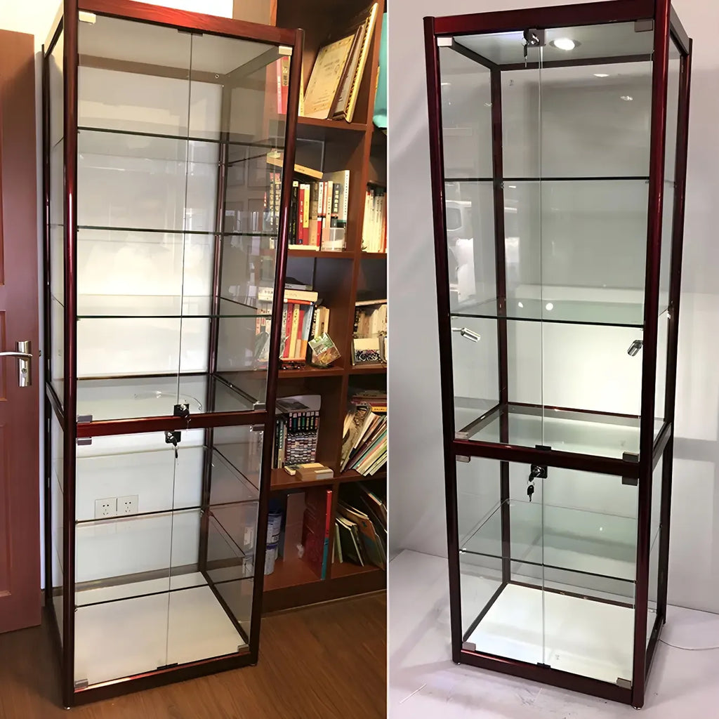Contemporary Rectangular Black Glass Curio Cabinet