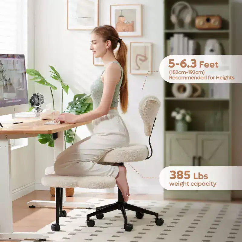 Sedia da ufficio ergonomica Pinmoco Criss Cross, sedia da meditazione regolabile in altezza, girevole a 360°, supporto lombare, sedia da lavoro e da ufficio, sedia per ADHD