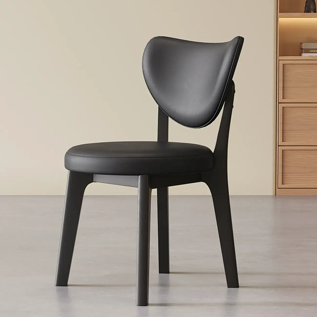 Chaise de salle à manger moderne sans accoudoirs, dossier enveloppant et revêtement en similicuir