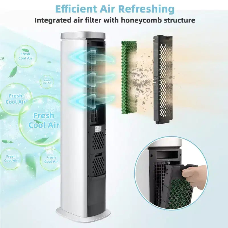 Costway 3-in-1 draagbare verdampingsluchtkoeler, 40'' bladloze verkoelingstorenventilator met timer