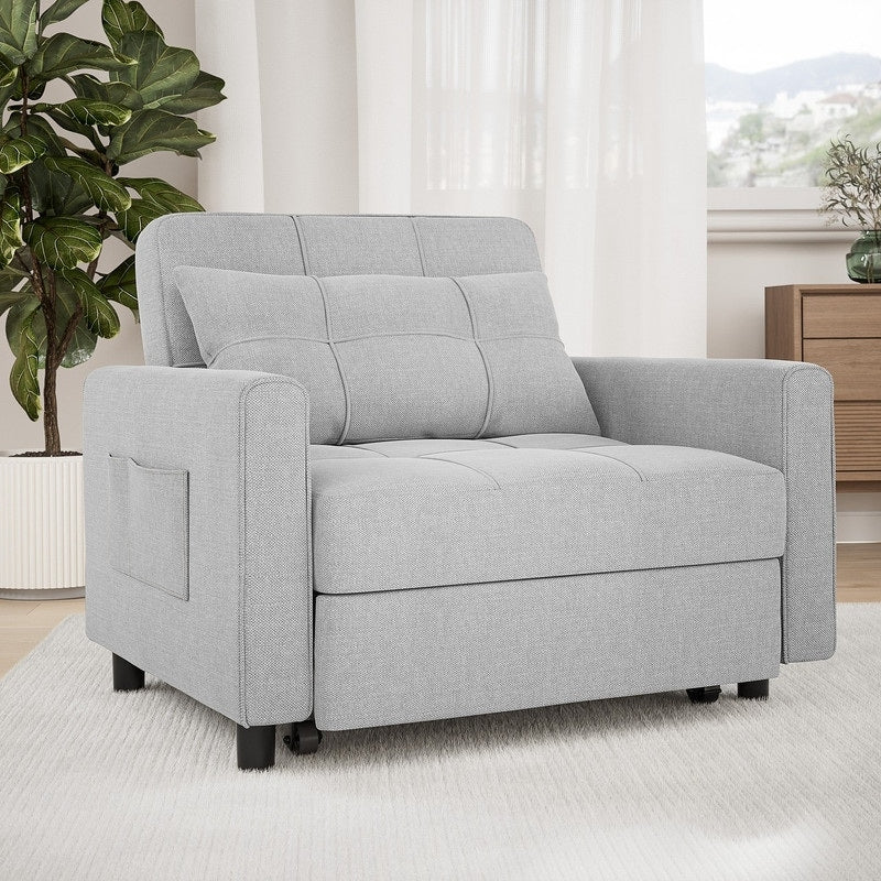 3-in-1-Schlafsofa mit verstellbarer Rückenlehne, ausziehbarer Sessel, umwandelbares Klappbett fürs Wohnzimmer