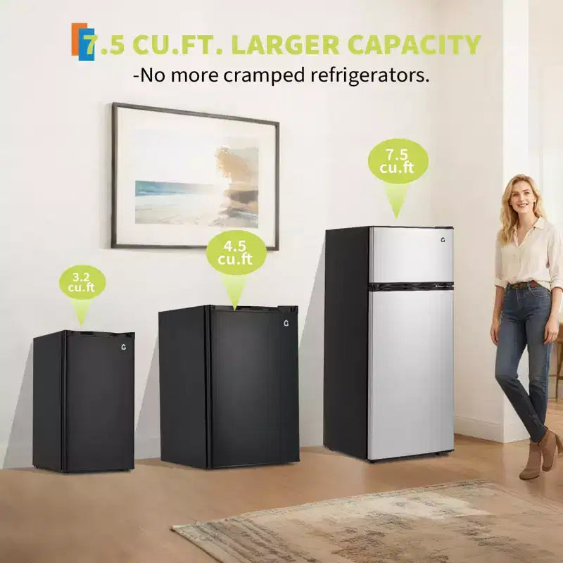 4.5 Cu.Ft Mini Fridge with Freezer,Compact Refrigerator w/Reversible Door, Adjustable Thermostat Energy-Efficient, Small Fridge