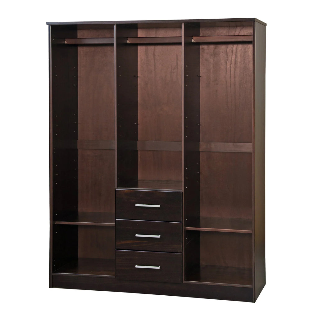Palace Imports Cosmo 3-türiger Kleiderschrank aus 100 % Massivholz mit Türen aus Massivholz oder Spiegelglas