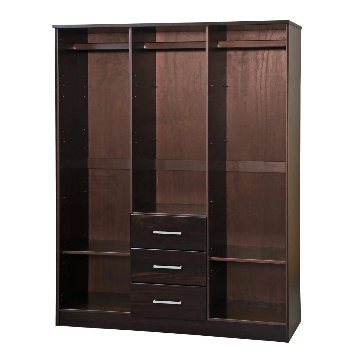 Palace Imports Cosmo 3-türiger Kleiderschrank aus 100 % Massivholz mit Türen aus Massivholz oder Spiegelglas