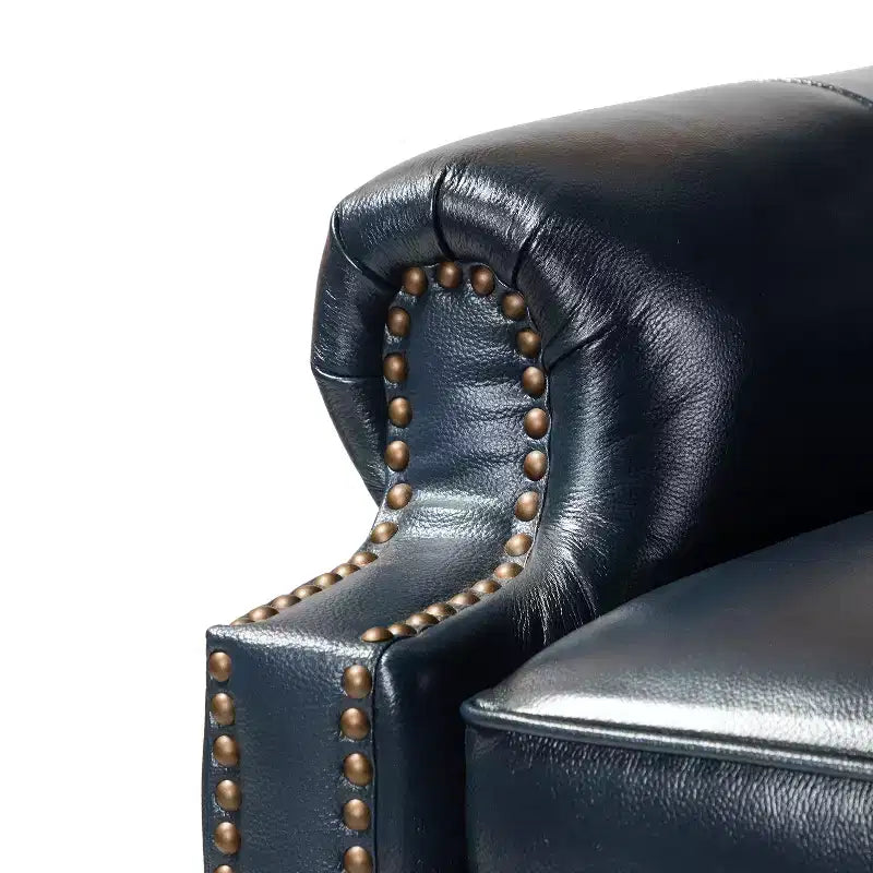 Set aus 2 modernen Elisabete-Sesseln mit hoher Rückenlehne aus echtem Leder und Vintage-Nagelkopfbesatz für Wohnzimmer und Schlafzimmer| ART OF LIVING DESIGNS