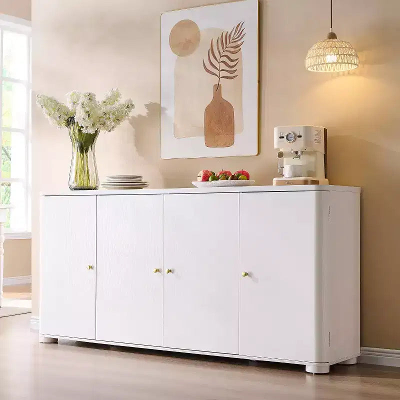 4 kapaklı ve raflı mutfak büfe konsol dolabı, modern büyük büfe depolama dolabı, 66 kahve barı depolama dolabı