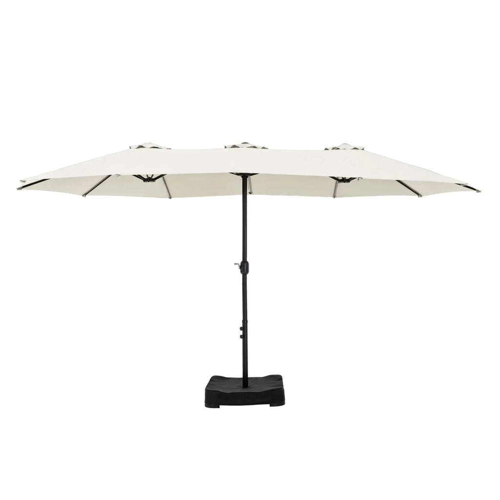 MAISON ARTS dubbele parasol voor terras, 15 ft, extra groot, tweepersoons, inclusief voet