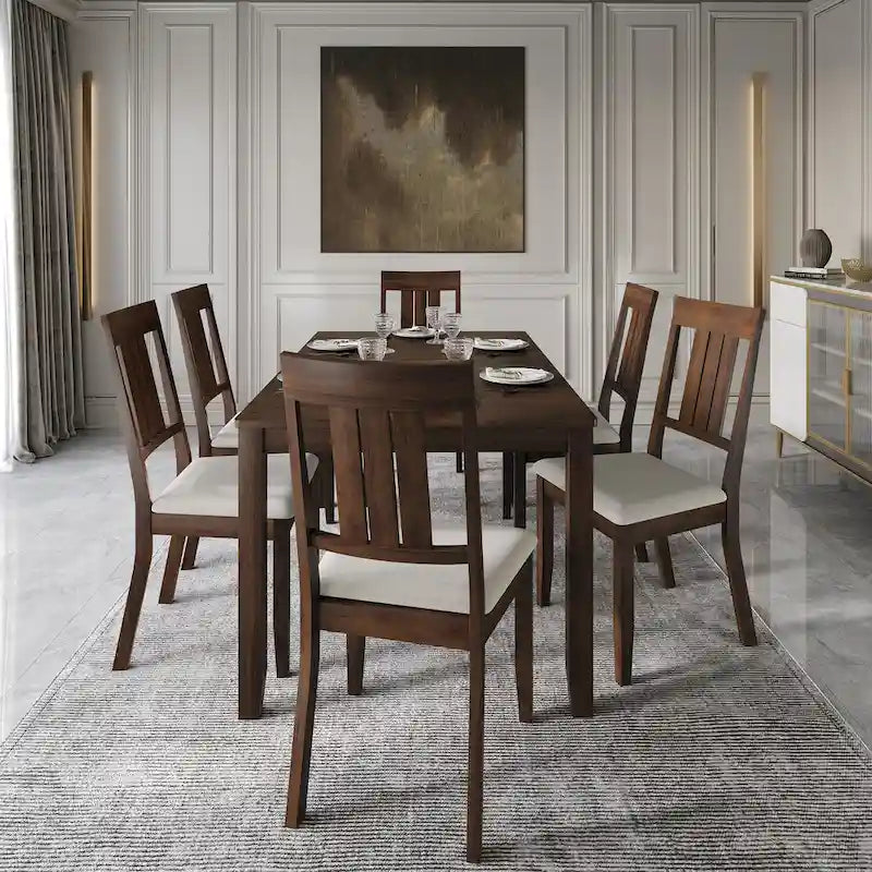 Set da pranzo in legno classico CraftPorch da 7 pezzi