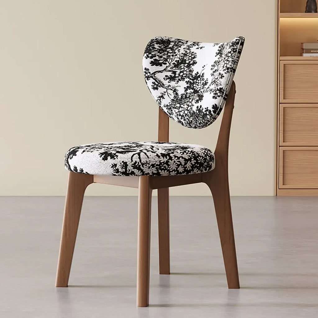 Chaise de salle à manger moderne sans accoudoirs, dossier enveloppant et revêtement en similicuir