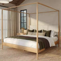 Letto king-size a baldacchino Harbor con testiera imbottita, biondo/Caffè svizzero (MD2411-01)