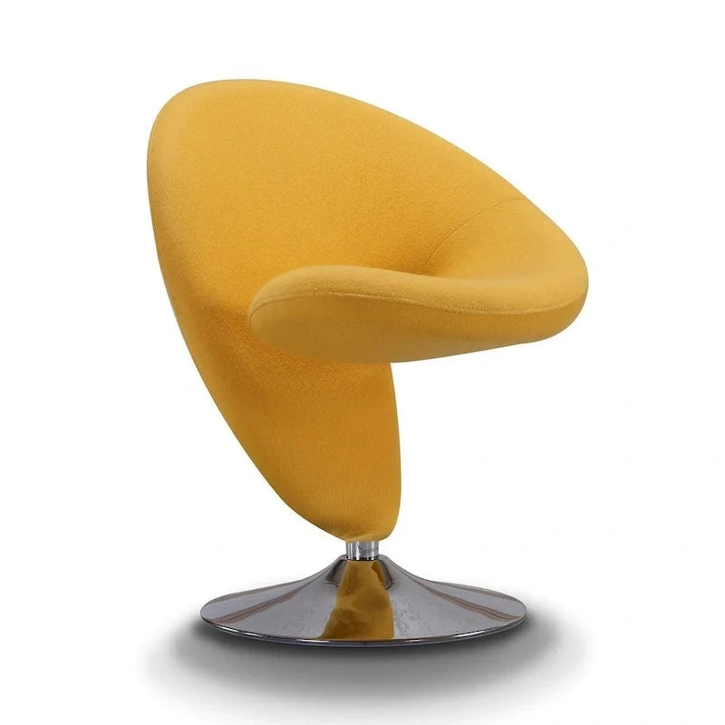 Poltrona girevole d'accento Manhattan Comfort Curl in misto lana e cromo (set da 2)