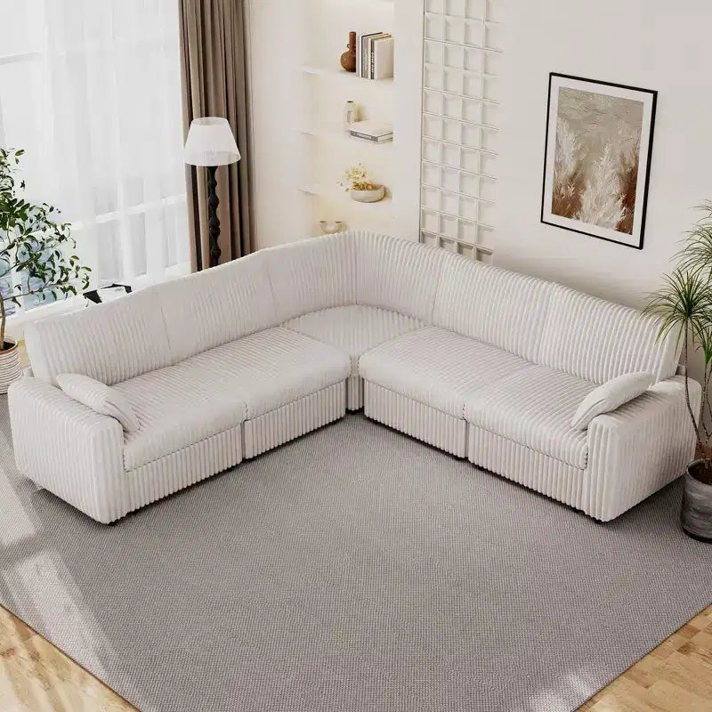 Canapé sectionnel modulaire en velours côtelé Dyonery avec housses lavables